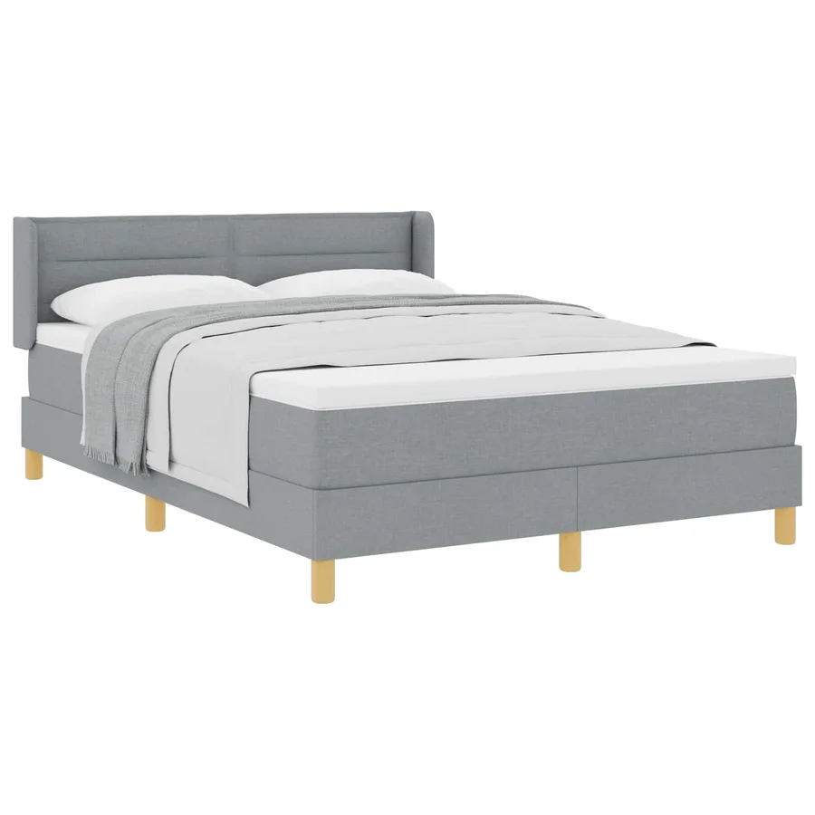 Lit à ressorts avec matelas Gris clair 190 x 140 cm tissu - 2