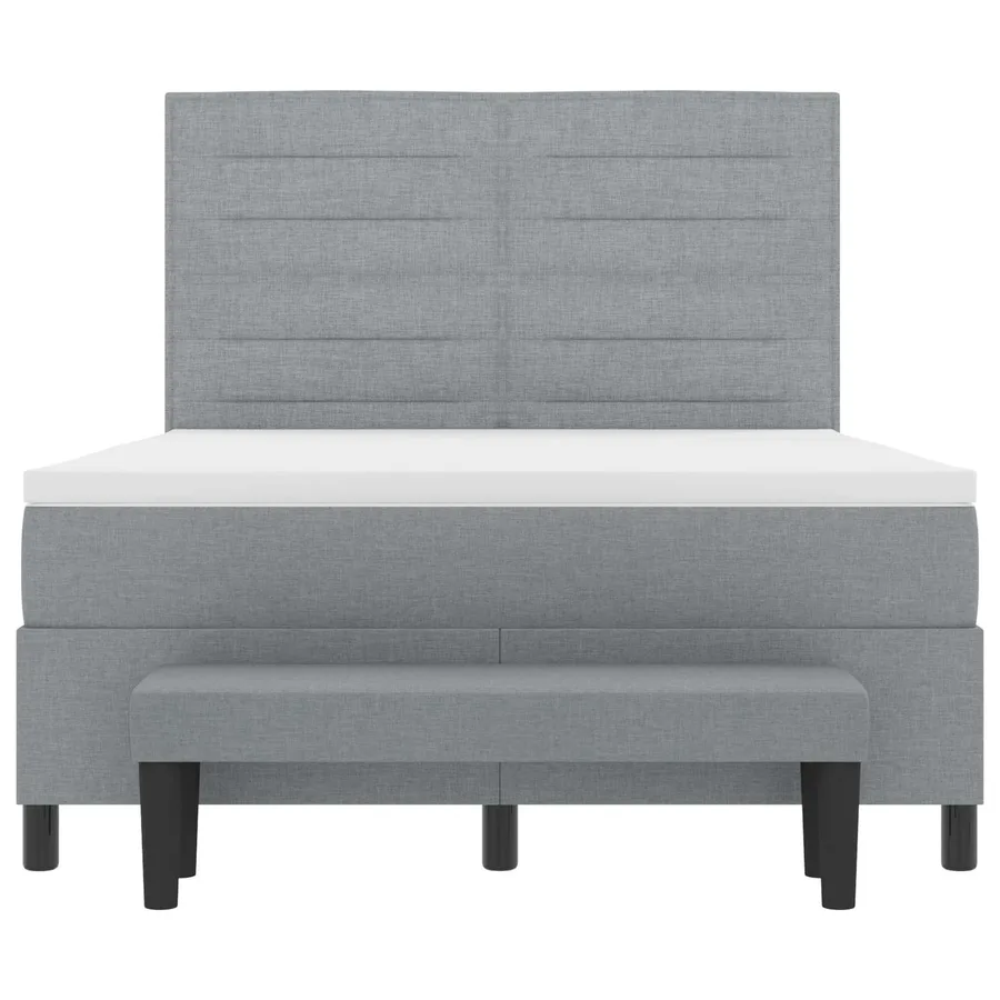 Lit à ressorts avec tête de lit Gris clair 140 x 190 cm tissu - 3