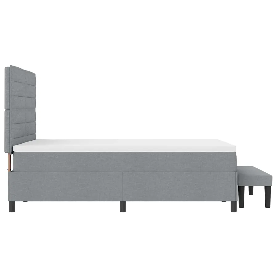 Lit à ressorts avec tête de lit Gris clair 140 x 190 cm tissu - 4