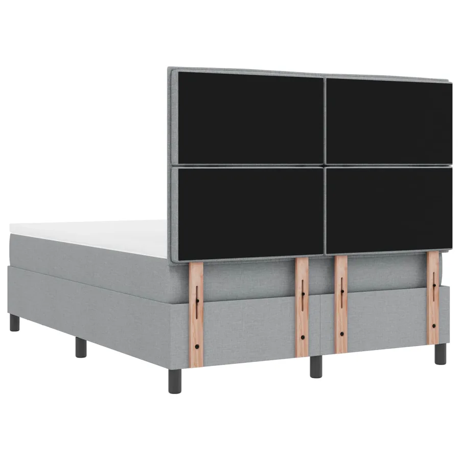 Lit à ressorts avec tête de lit Gris clair 140 x 190 cm tissu - 7