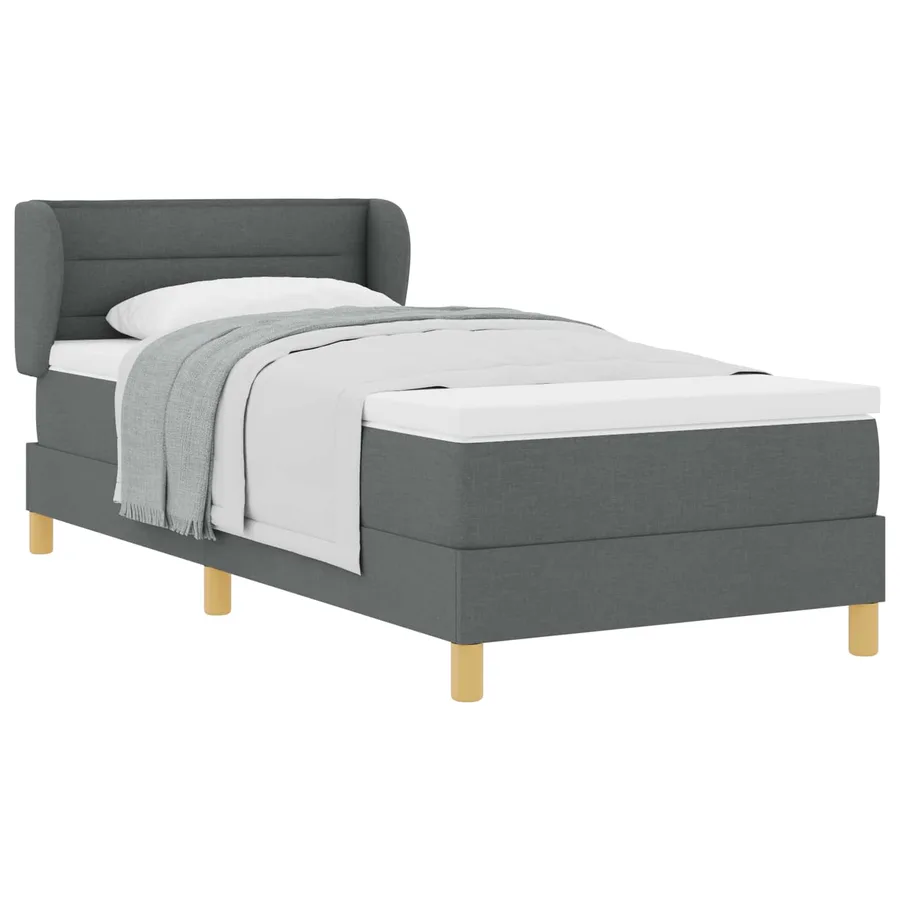 Lit à ressorts avec matelas Gris foncé 90 x 190 cm tissu - 2