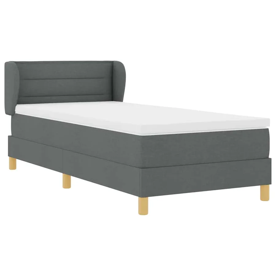 Lit à ressorts avec matelas Gris foncé 90 x 190 cm tissu - 6