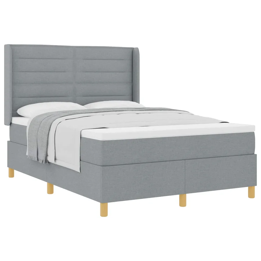 Lit à ressorts avec matelas Gris clair 140 x 200 cm tissu - 2