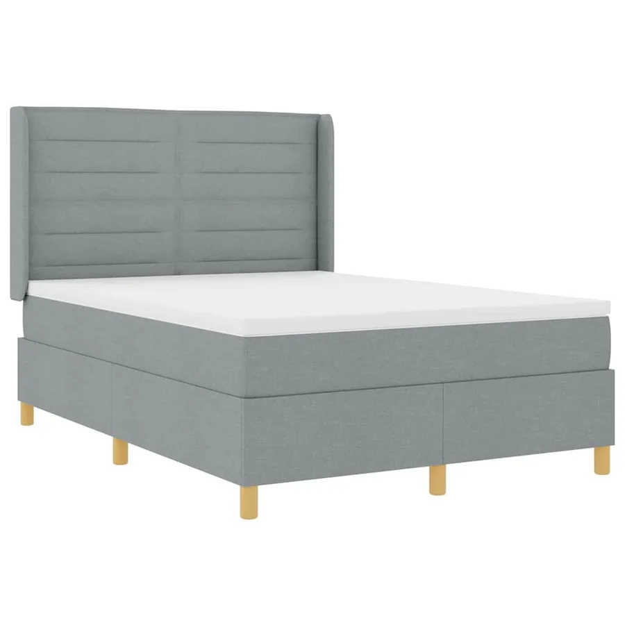 Lit à ressorts avec matelas Gris clair 140 x 200 cm tissu - 4