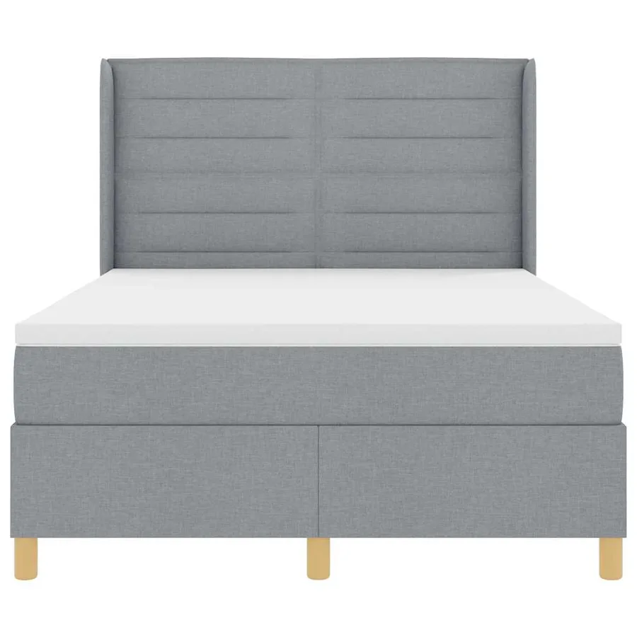 Lit à ressorts avec matelas Gris clair 140 x 200 cm tissu - 7