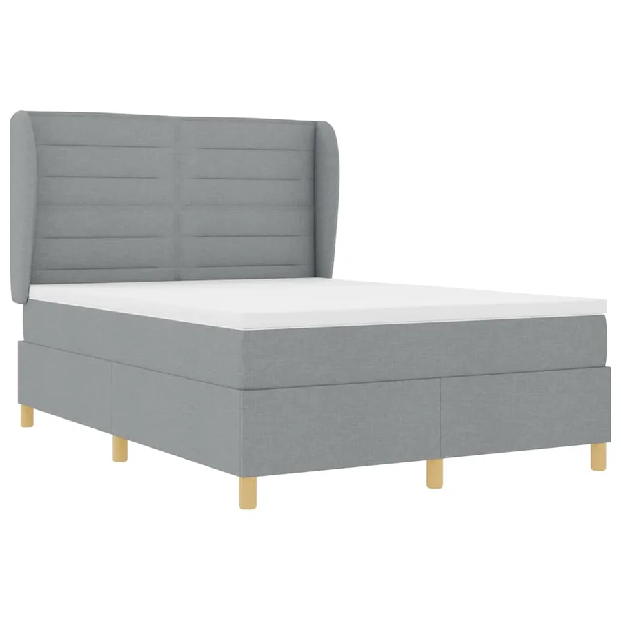 Lit à ressorts avec tête de lit Gris clair 200 x 140 cm tissu - 5