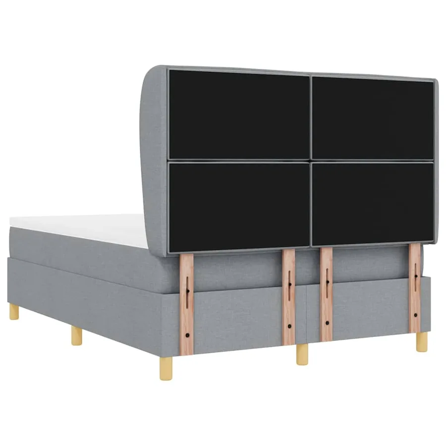 Lit à ressorts avec tête de lit Gris clair 200 x 140 cm tissu - 9