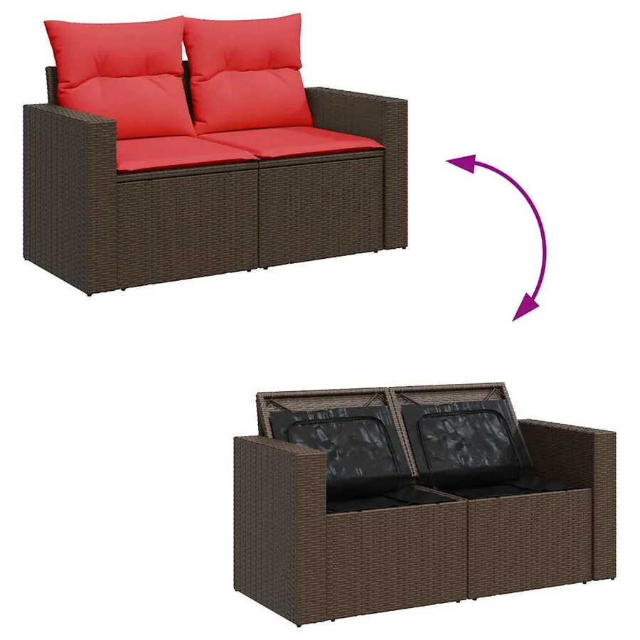 Ensemble de canapés de jardin 11 pcs et coussins rotin acacia - 9