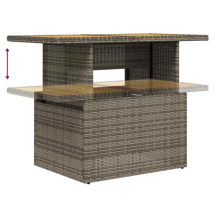 Salon de jardin avec coussins 7 pcs gris résine tressée - 8