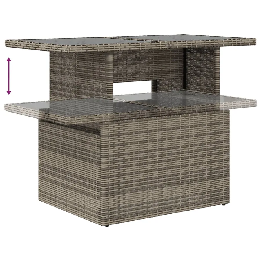 Ensemble de canapé de jardin 7 pcs avec coussins gris résine tressée - 6