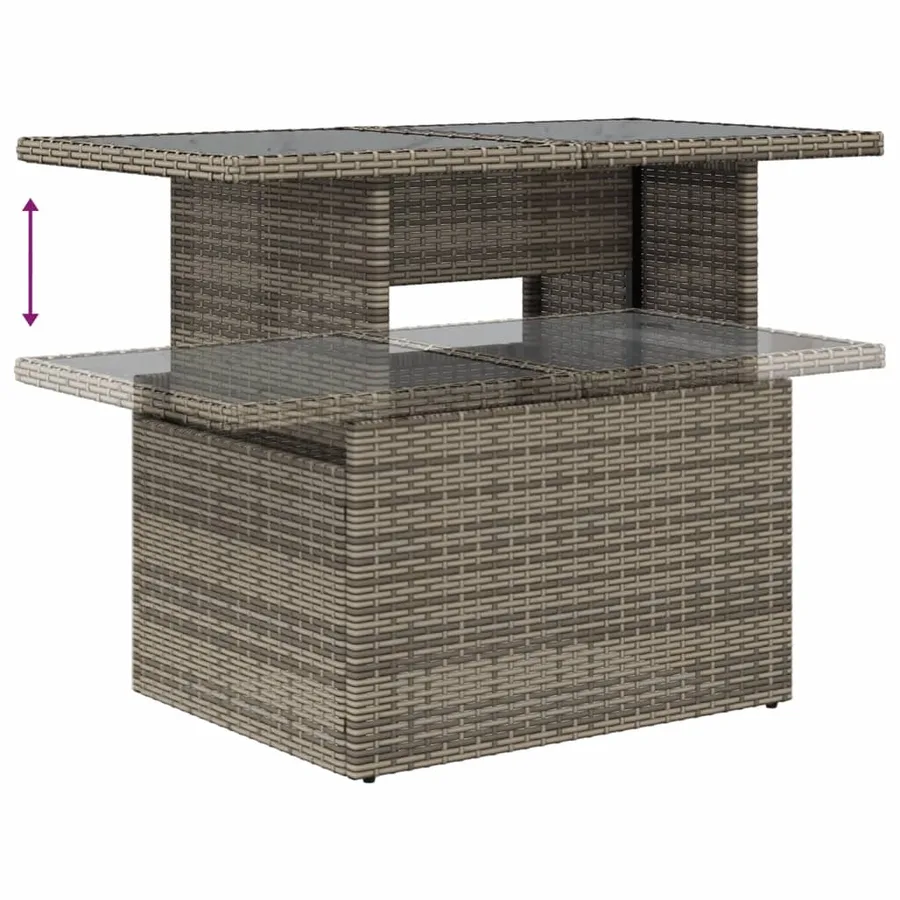 Ensemble de canapé de jardin 8 pcs avec coussins gris résine tressée - 6