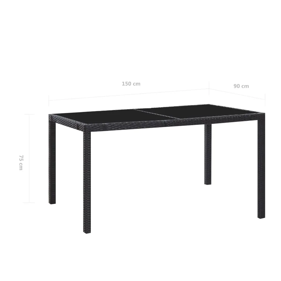 Ensemble à manger d'extérieur 7 pcs Résine tressée Noir - 11