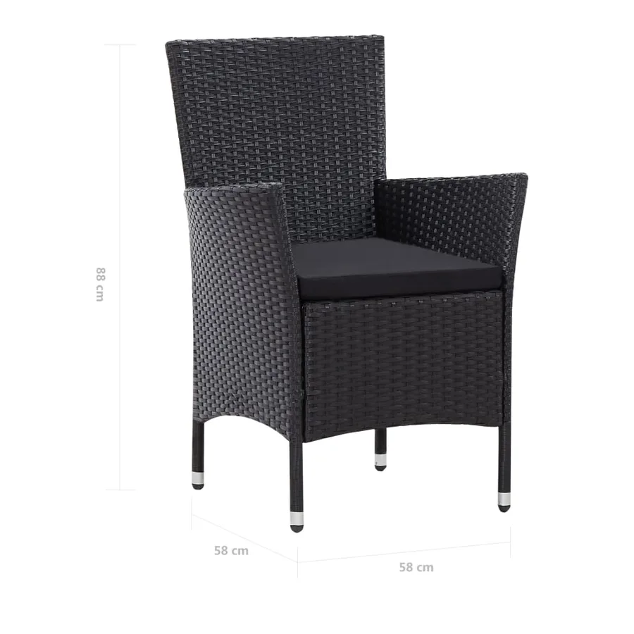 Ensemble à manger d'extérieur 7 pcs Résine tressée Noir - 12