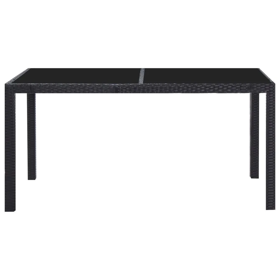 Ensemble à manger d'extérieur 7 pcs Résine tressée Noir - 3