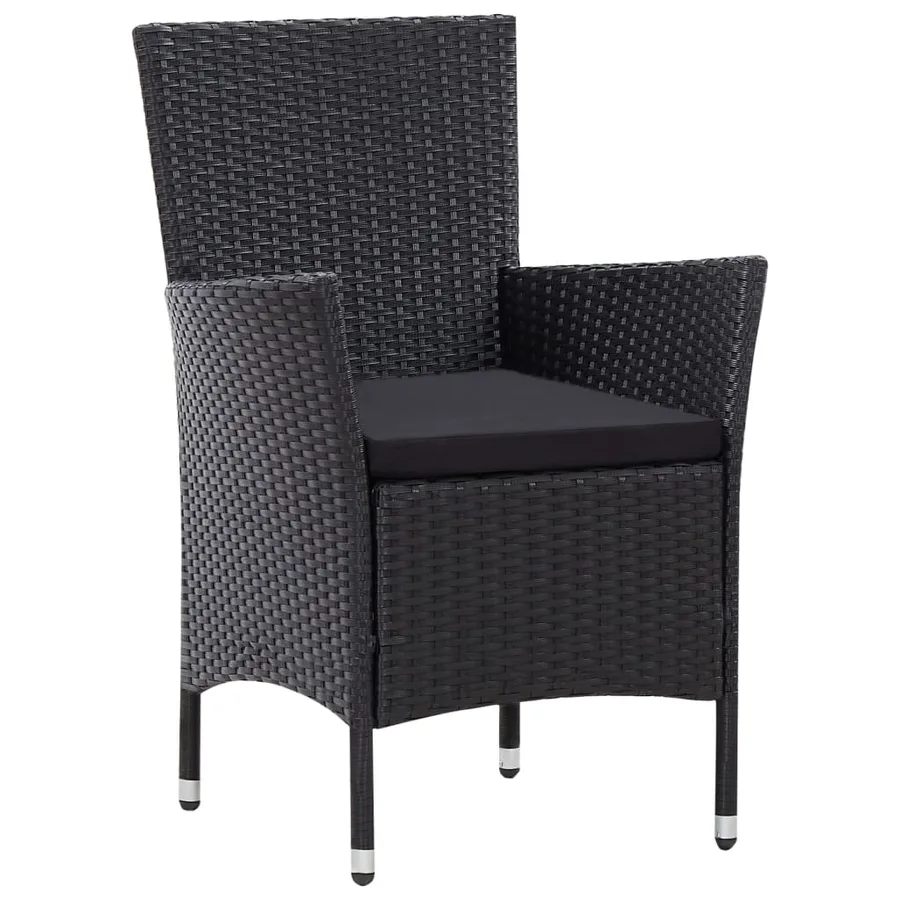 Ensemble à manger d'extérieur 7 pcs Résine tressée Noir - 5