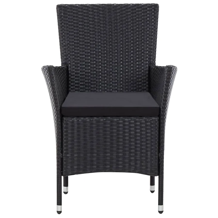 Ensemble à manger d'extérieur 7 pcs Résine tressée Noir - 6