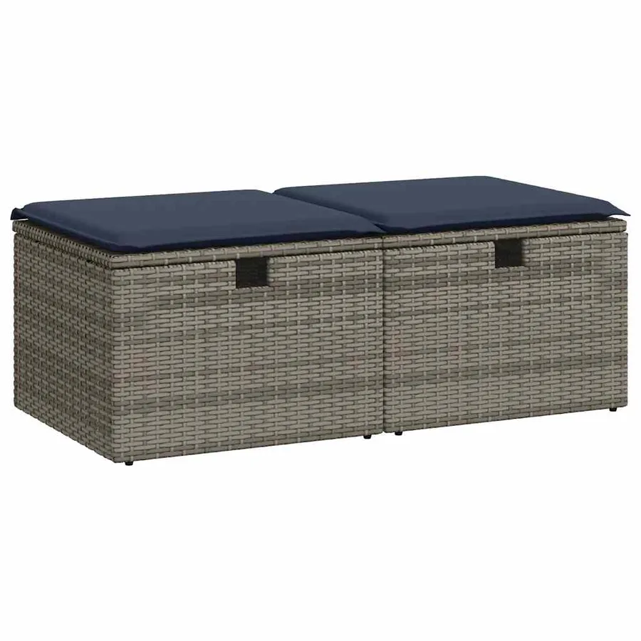 Salon de jardin 2 pcs avec coussins gris résine tressée acacia - 2