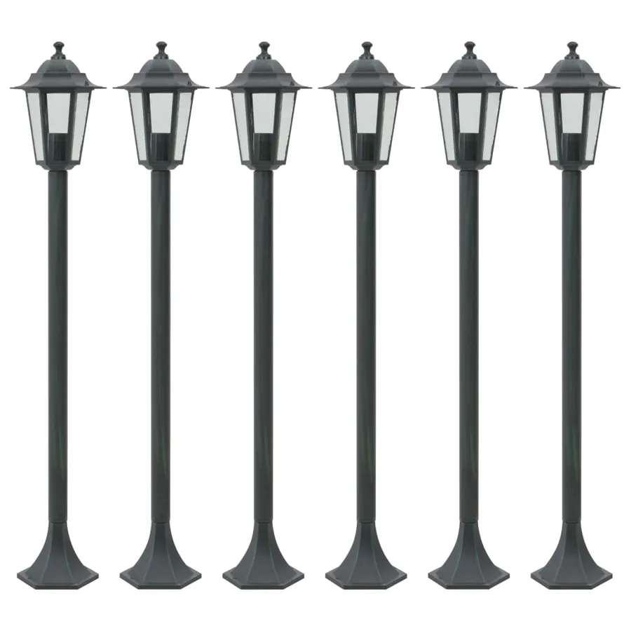 Garden Spike Light 6 pcs E27 110 cm Aluminium Dark Green
