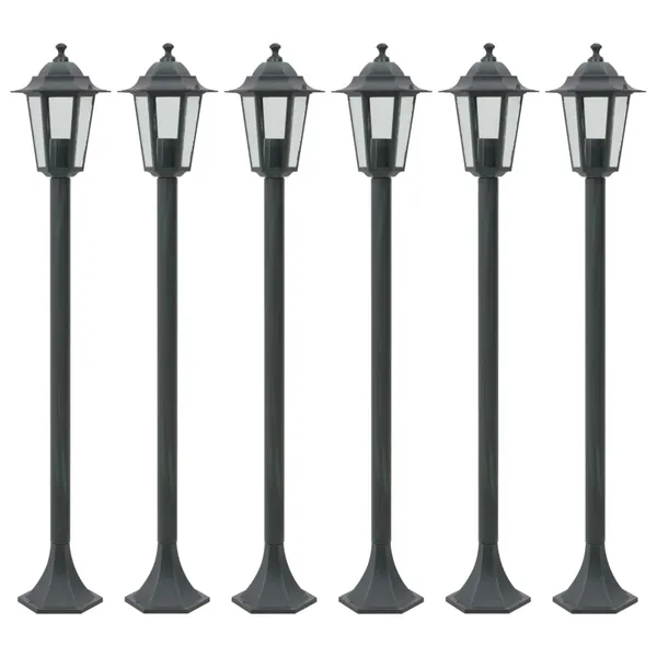 Garden Spike Light 6 pcs E27 110 cm Aluminium Dark Green