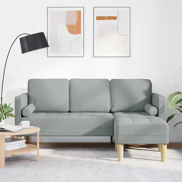 Ensemble de Canapés avec coussin Gris clair Polyester