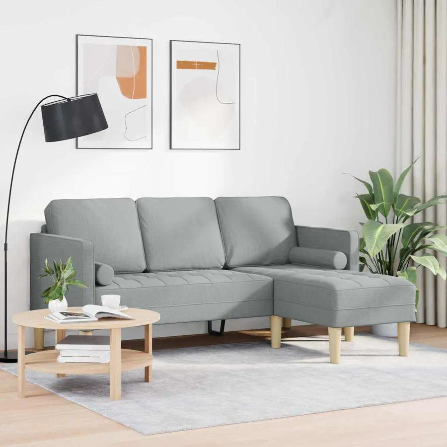 Ensemble de Canapés avec coussin Gris clair Polyester - 3