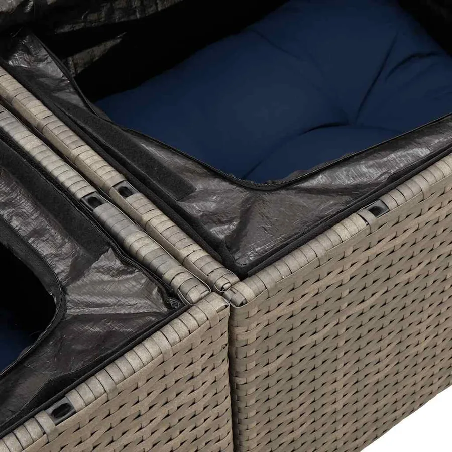 Salon de jardin avec coussins 9pcs gris résine tressée - 16