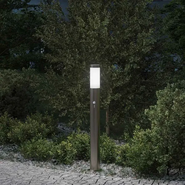 Borne lumineuse avec détecteur 80 cm en acier inoxydable IP44