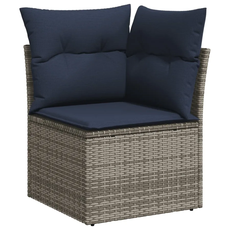 Ensemble de canapé de jardin 6 pcs avec coussins gris résine tressée - 4