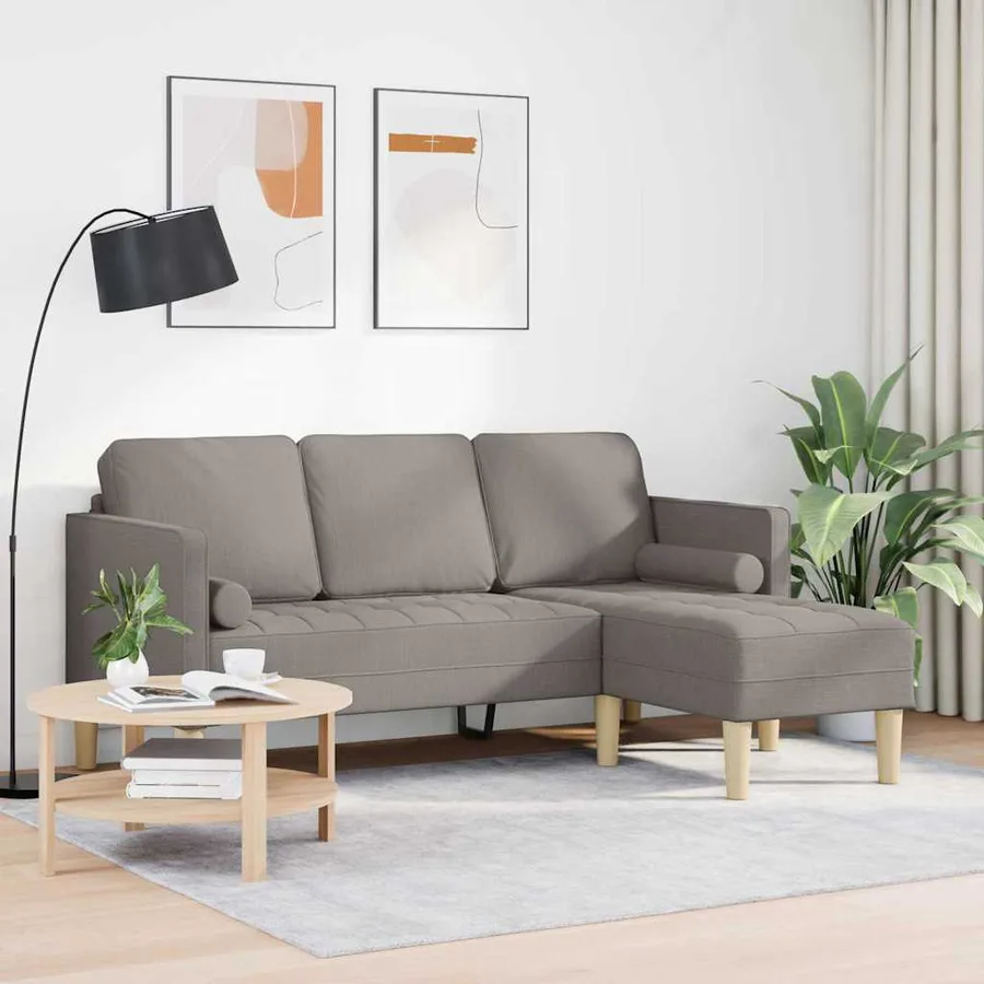 Ensemble de Canapés avec coussin Taupe Polyester - 3