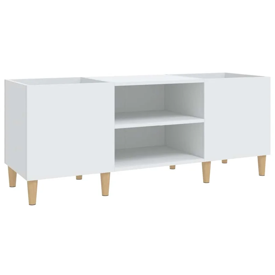 Meuble à disques Blanc 121x38x48 cm Bois d'ingénierie - 2