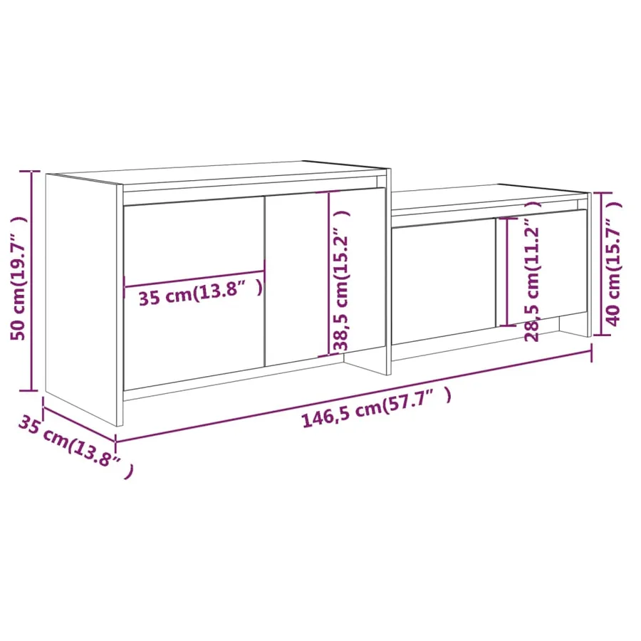 Meuble TV Chêne sonoma 146,5x35x50 cm Bois d'ingénierie - 9