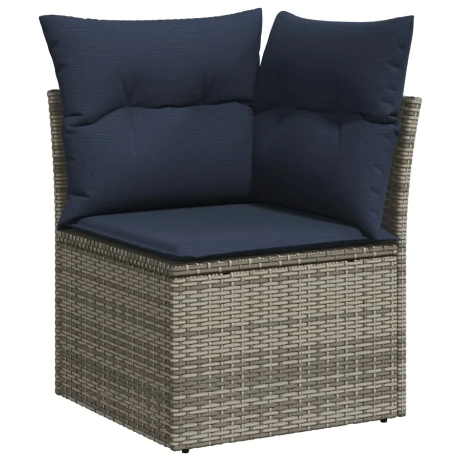Ensemble de canapé de jardin 8 pcs avec coussins gris résine tressée - 4