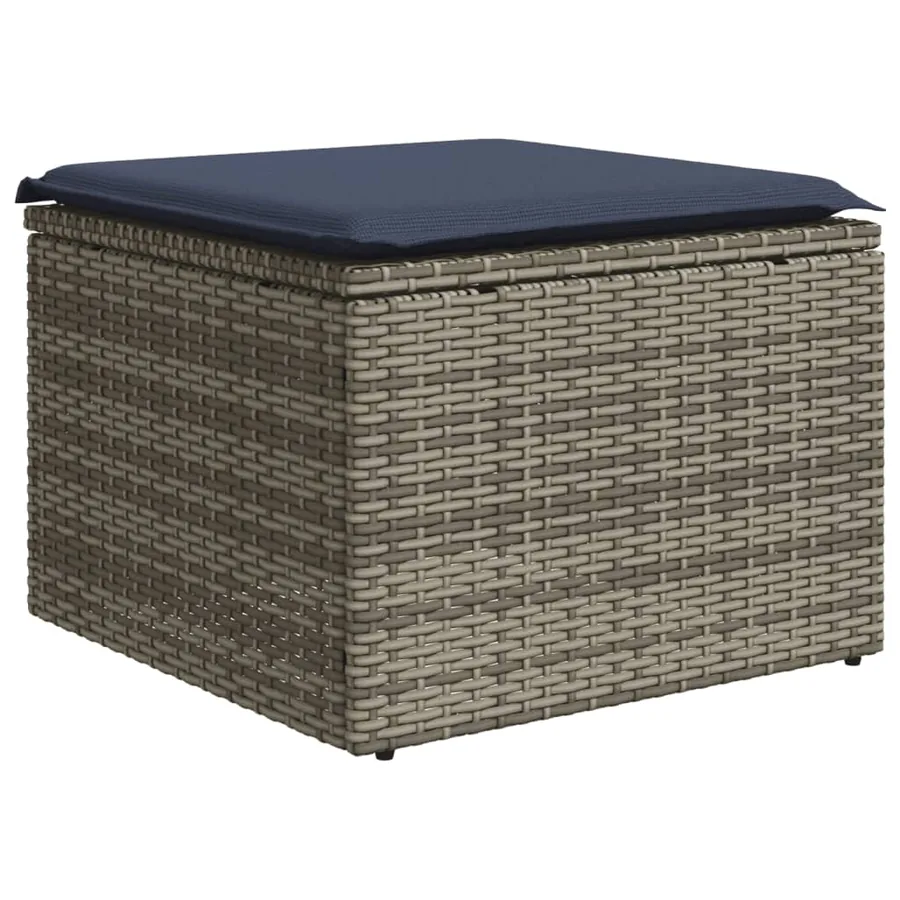 Ensemble de canapé de jardin 8 pcs avec coussins gris résine tressée - 6