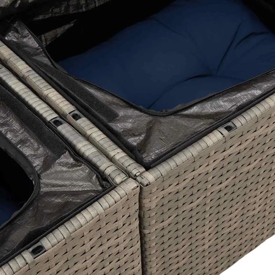 Ensemble de canapés de jardin 9 pcs et coussins rotin acacia - 13