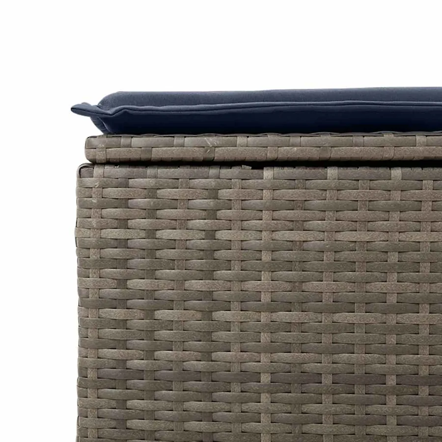 Salon de jardin avec coussins 9 pcs gris résine tressée acacia - 12