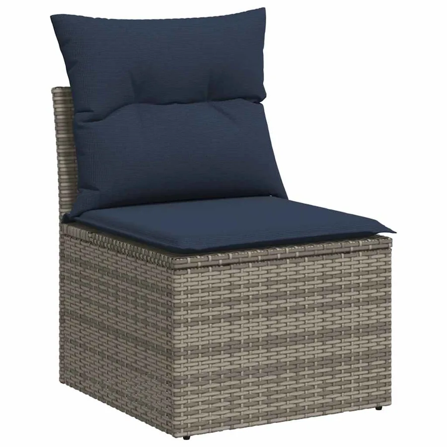 Ensemble de canapé de jardin 8 pcs avec coussins gris résine tressée - 3