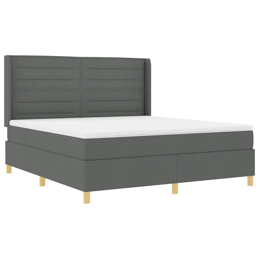Lit à ressorts avec bandes LED Gris 180 x 200 cm tissu - 2