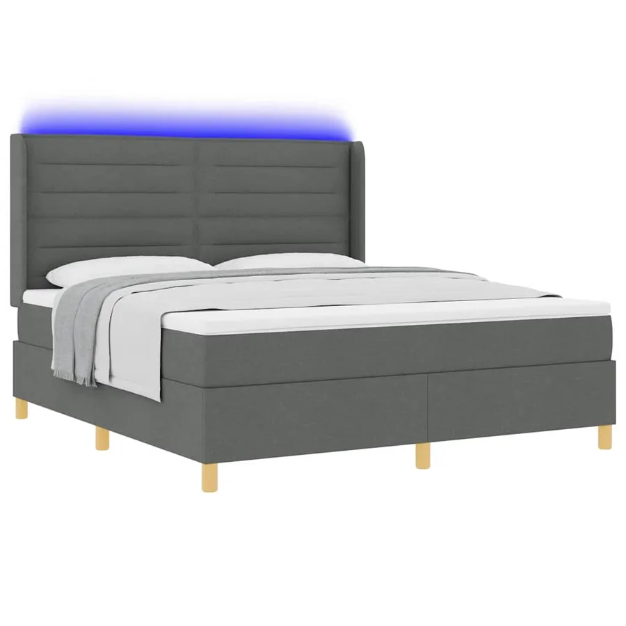 Lit à ressorts avec bandes LED Gris 180 x 200 cm tissu - 3