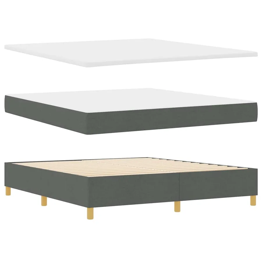 Lit à ressorts avec matelas Gris foncé 180 x 200 cm tissu - 5
