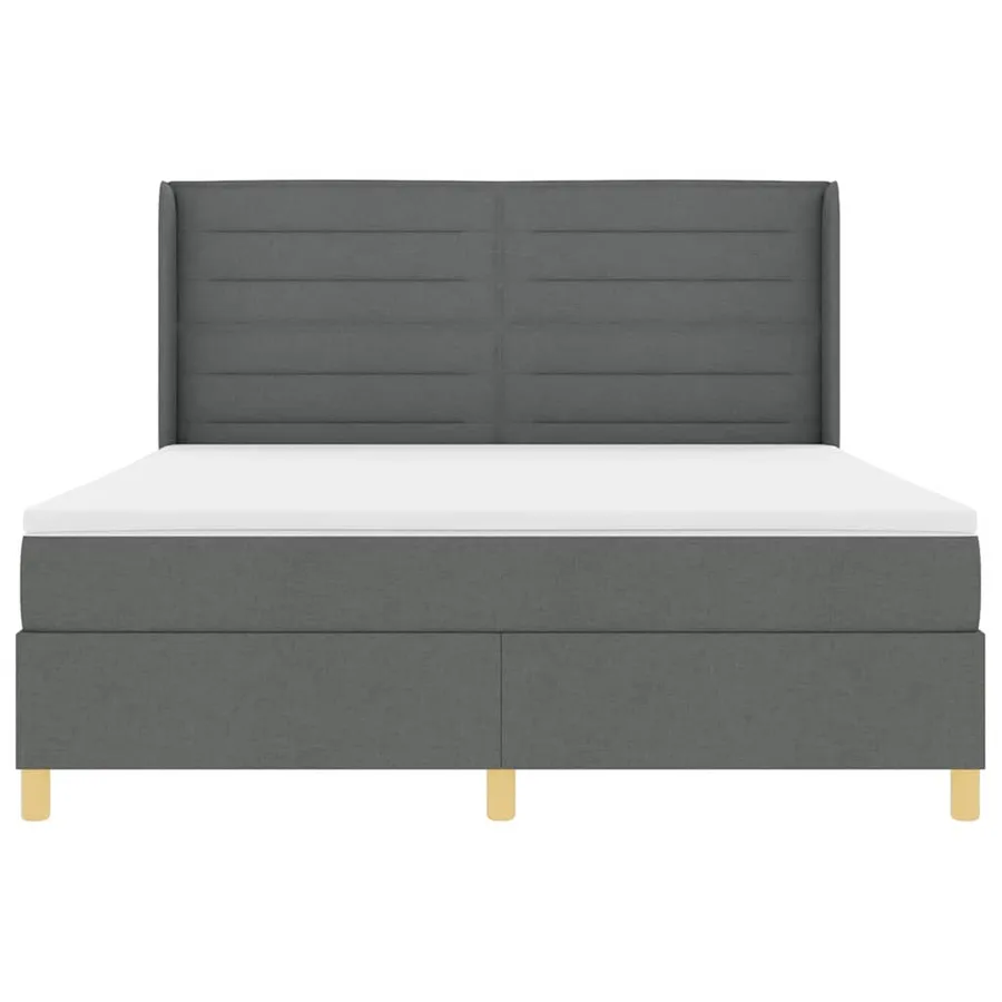 Lit à ressorts avec matelas Gris foncé 180 x 200 cm tissu - 7