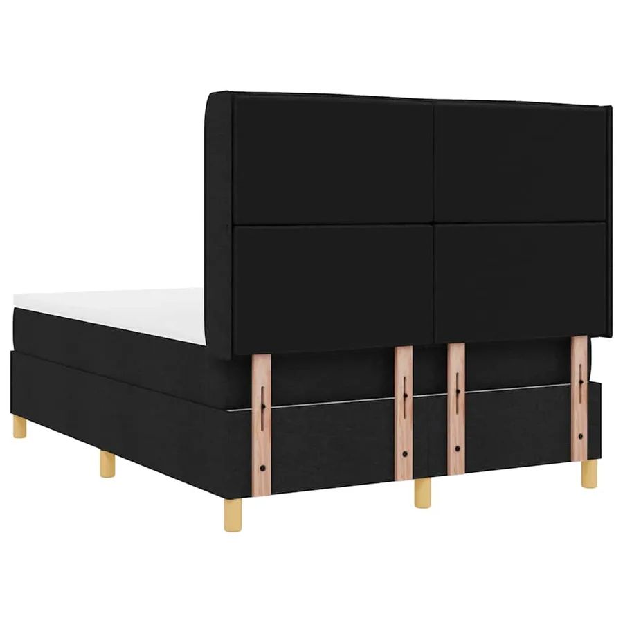 Lit à ressorts avec matelas Noir 160 x 200 cm tissu - 9