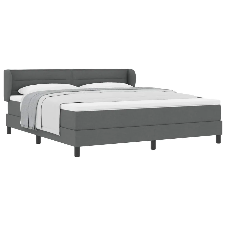 Lit à ressorts avec matelas Gris foncé 180 x 200 cm tissu
