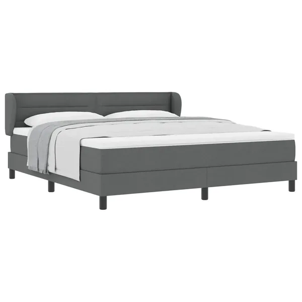 Lit à ressorts avec matelas Gris foncé 180 x 200 cm tissu
