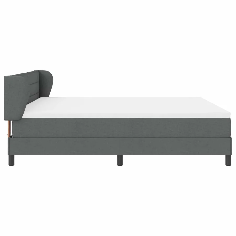 Lit à ressorts avec matelas Gris foncé 180 x 200 cm tissu - 3