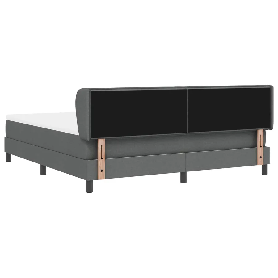 Lit à ressorts avec matelas Gris foncé 180 x 200 cm tissu - 4