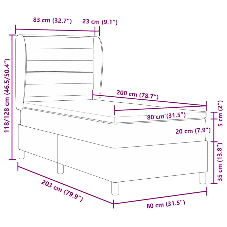 Lit à ressorts avec matelas Gris clair 80 x 200 cm tissu - 12