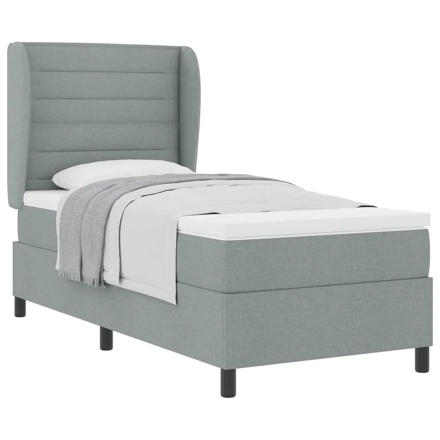 Lit à ressorts avec matelas Gris clair 80 x 200 cm tissu - 2