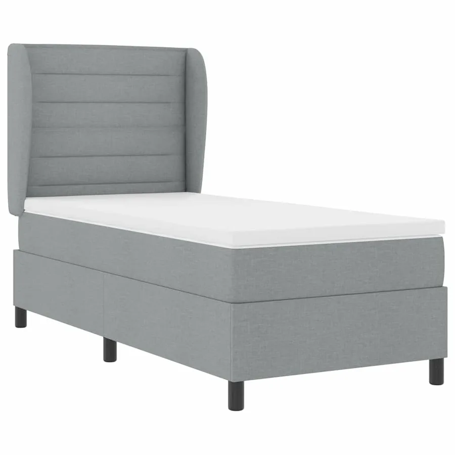 Lit à ressorts avec matelas Gris clair 80 x 200 cm tissu - 5
