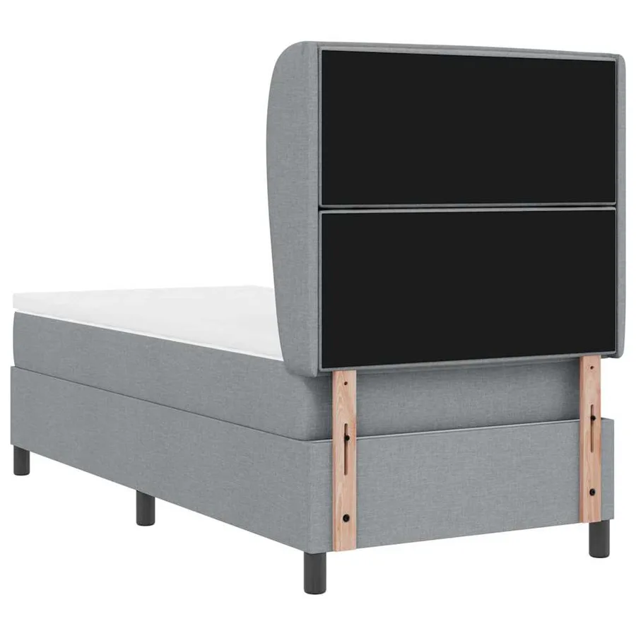 Lit à ressorts avec matelas Gris clair 80 x 200 cm tissu - 9