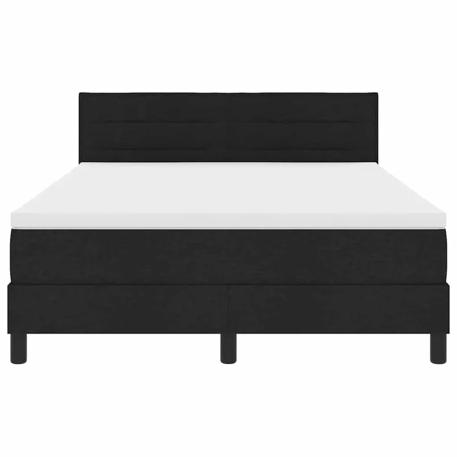 Lit à ressorts avec coussin Noir 140 x 200 cm tissu - 7